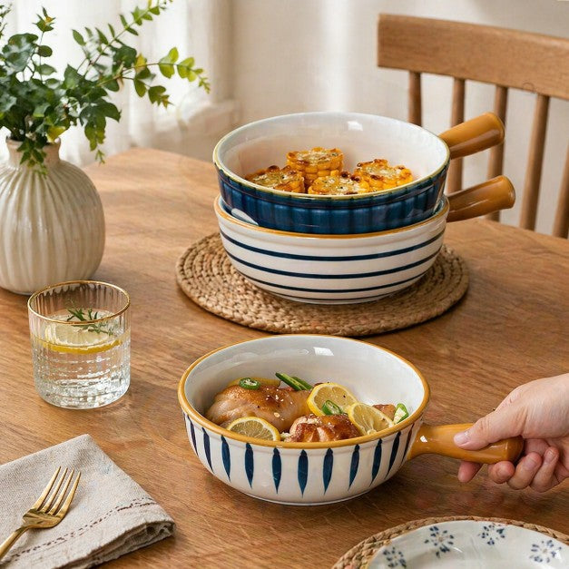 Stylish Ceramic Serving Bowl with Handle