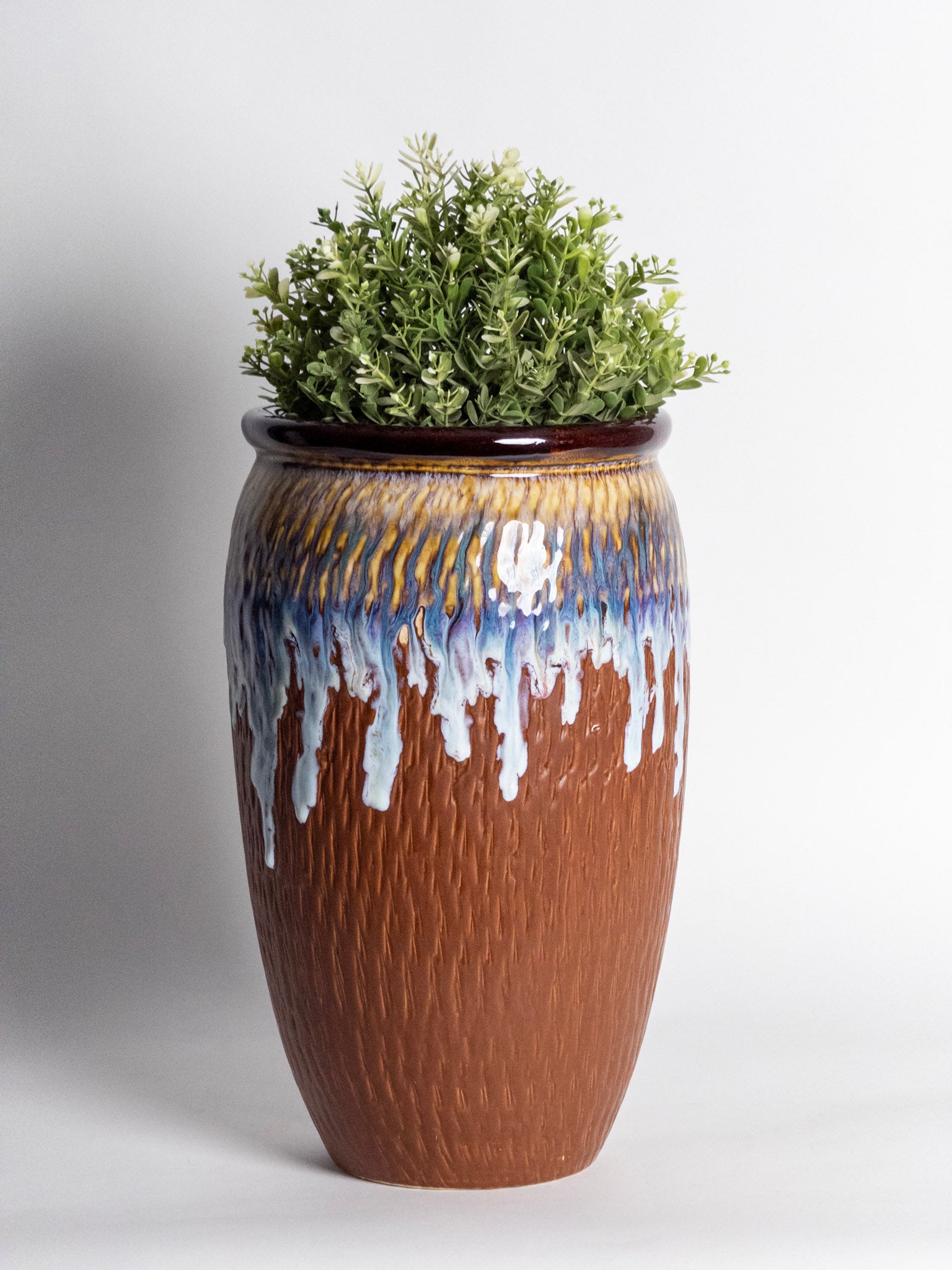Textured Drip Glaze Ceramic Planter