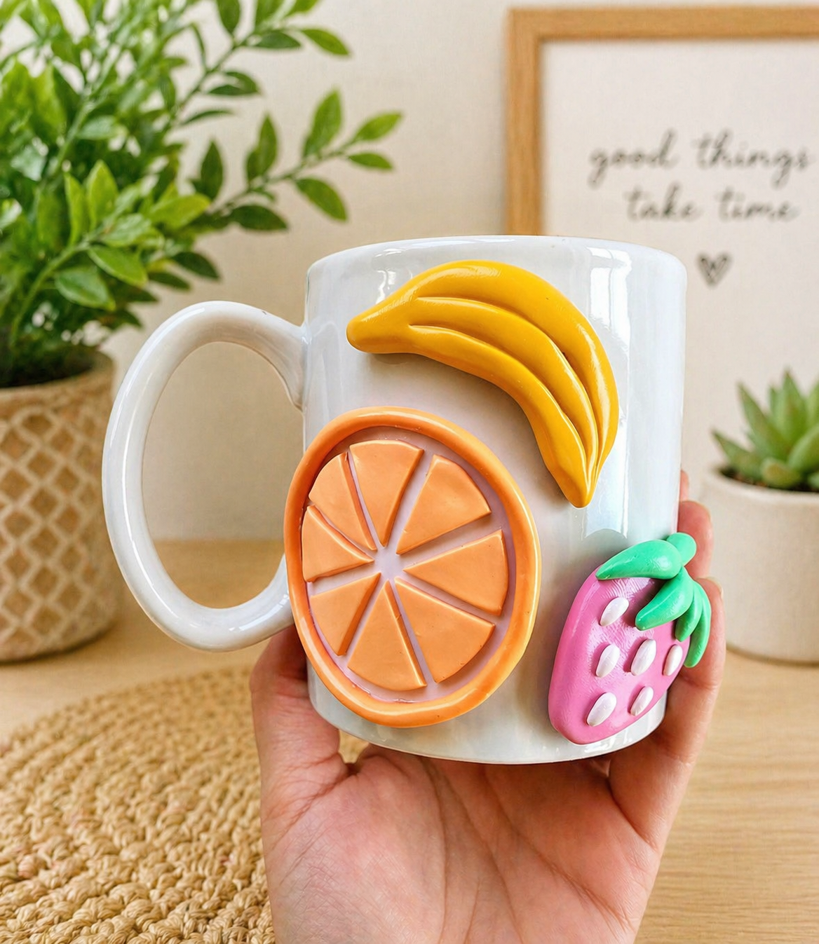 Fruit-Themed Handmade Ceramic Coffee Mug