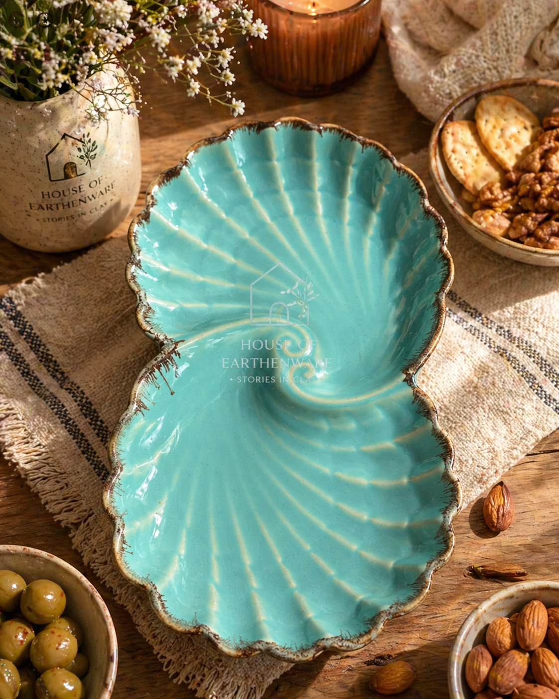 Aqua Spiral Artisan Snack & Serving Platter