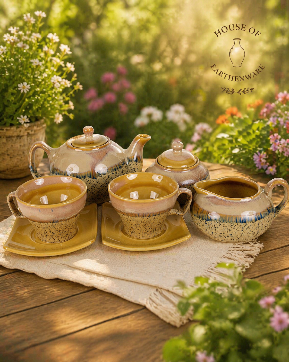 Handcrafted Ceramic Tea Set – Complete 7-Piece Set