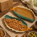 Rustic Leaf Ceramic Snack & Serving Platter Set