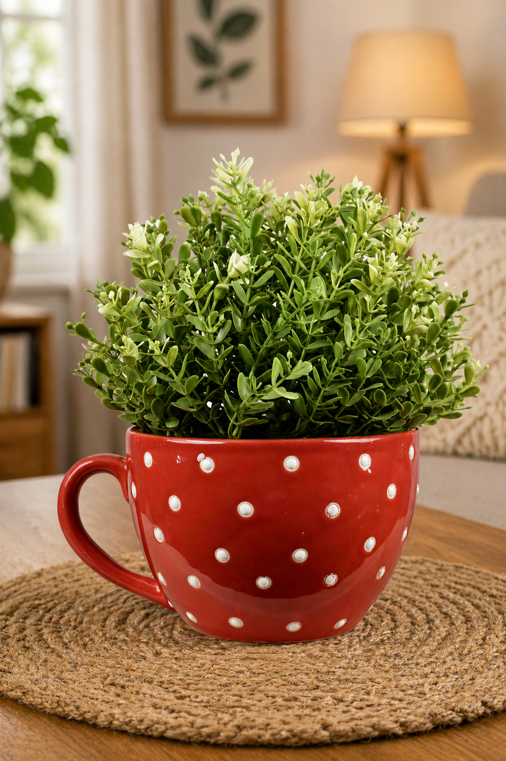 Polka Dot Ceramic Cup Planter