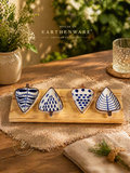 Leaf Dip Bowl Set with Wooden Base (Set of 4)