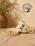 Sunny Bloom Handcrafted Ceramic Mug & Coaster Set