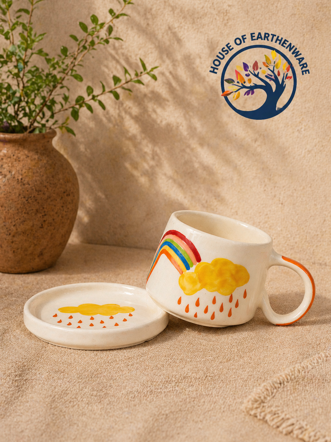 Rainbow Bliss Handcrafted Ceramic Mug & Coaster Set