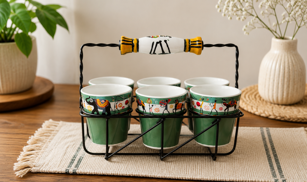 Cutting Chai Set with Metal Stand