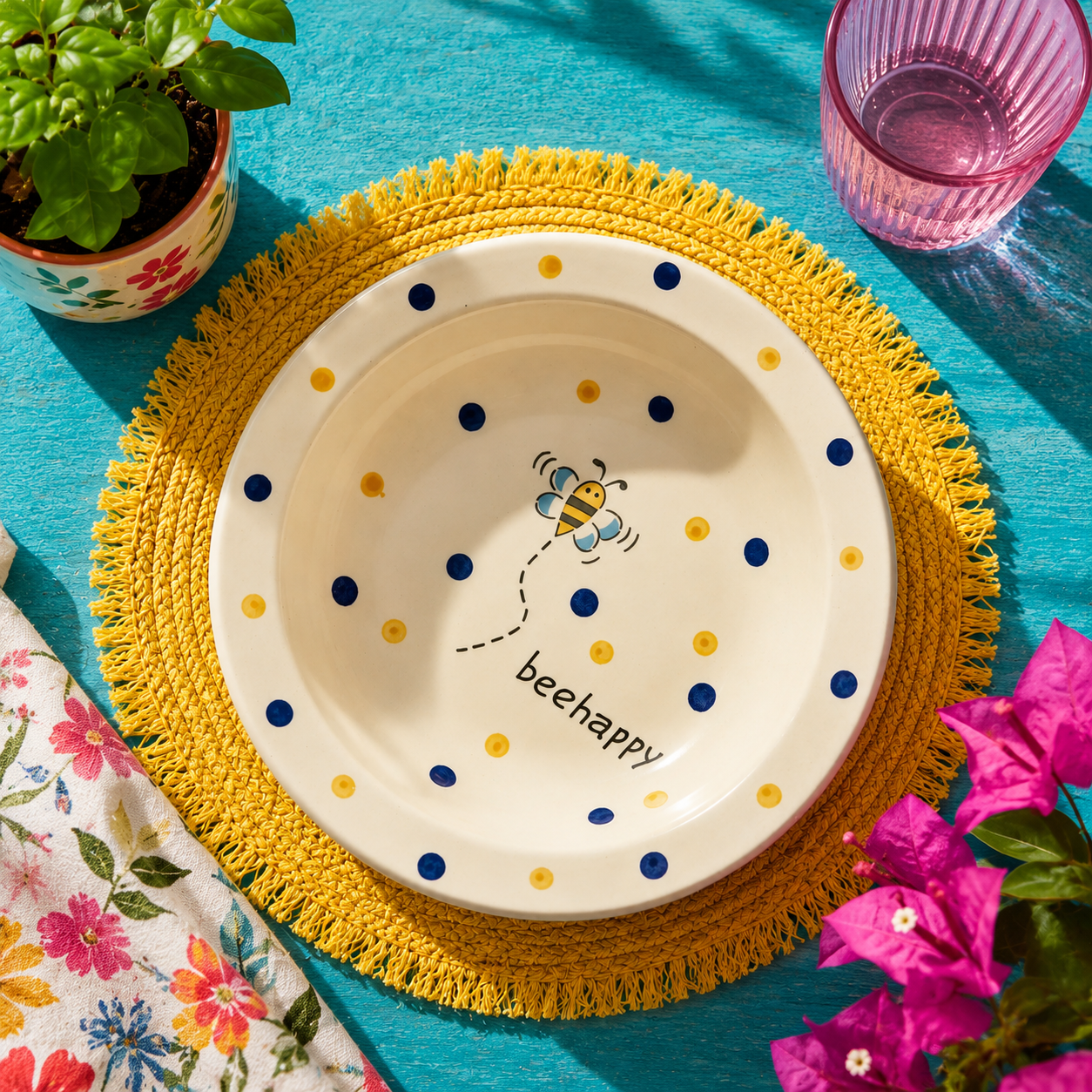 Bee Happy Handmade Ceramic Pasta Plate