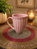 Pink Ribbed Ceramic Mug