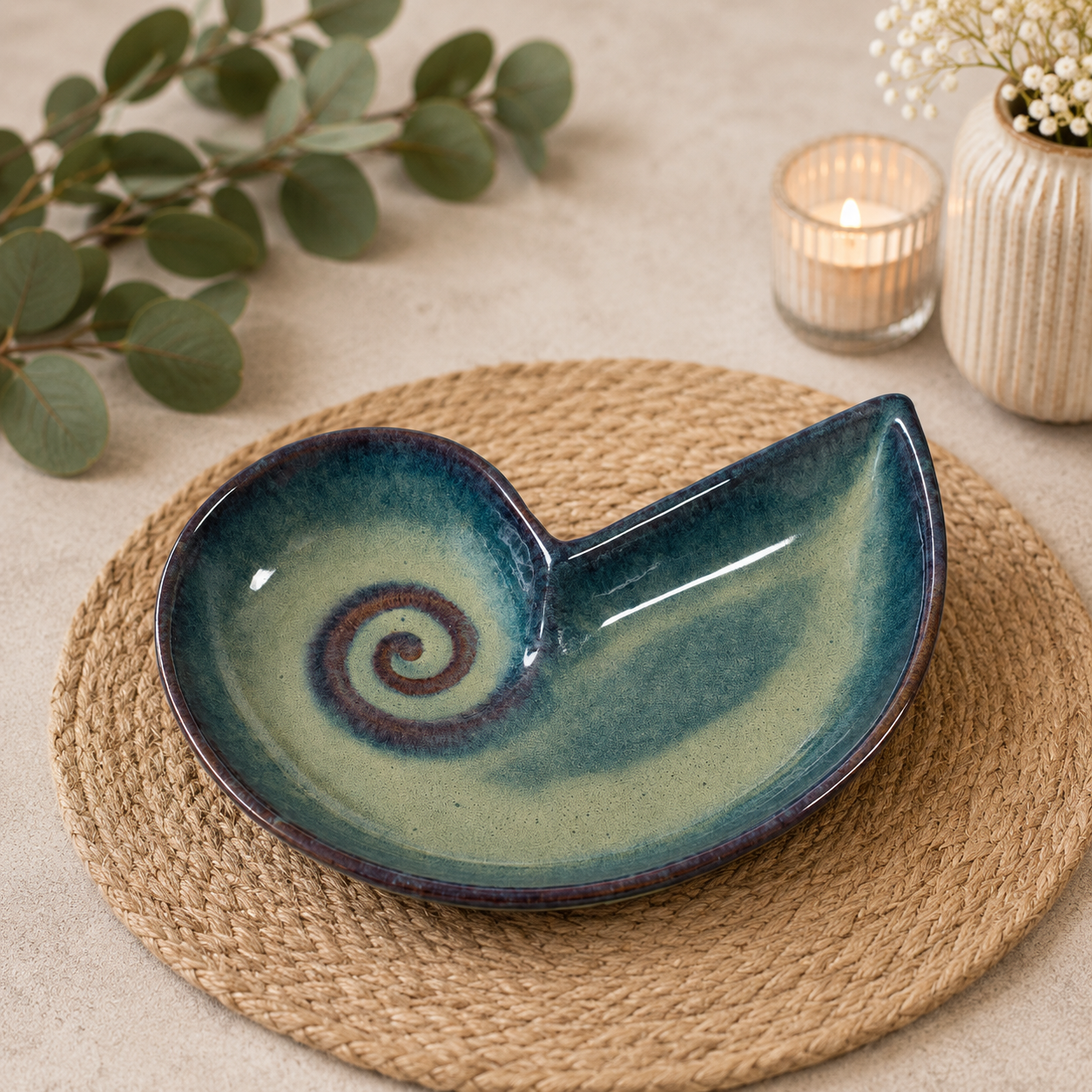 Spiral Shell Ceramic Serving Dish