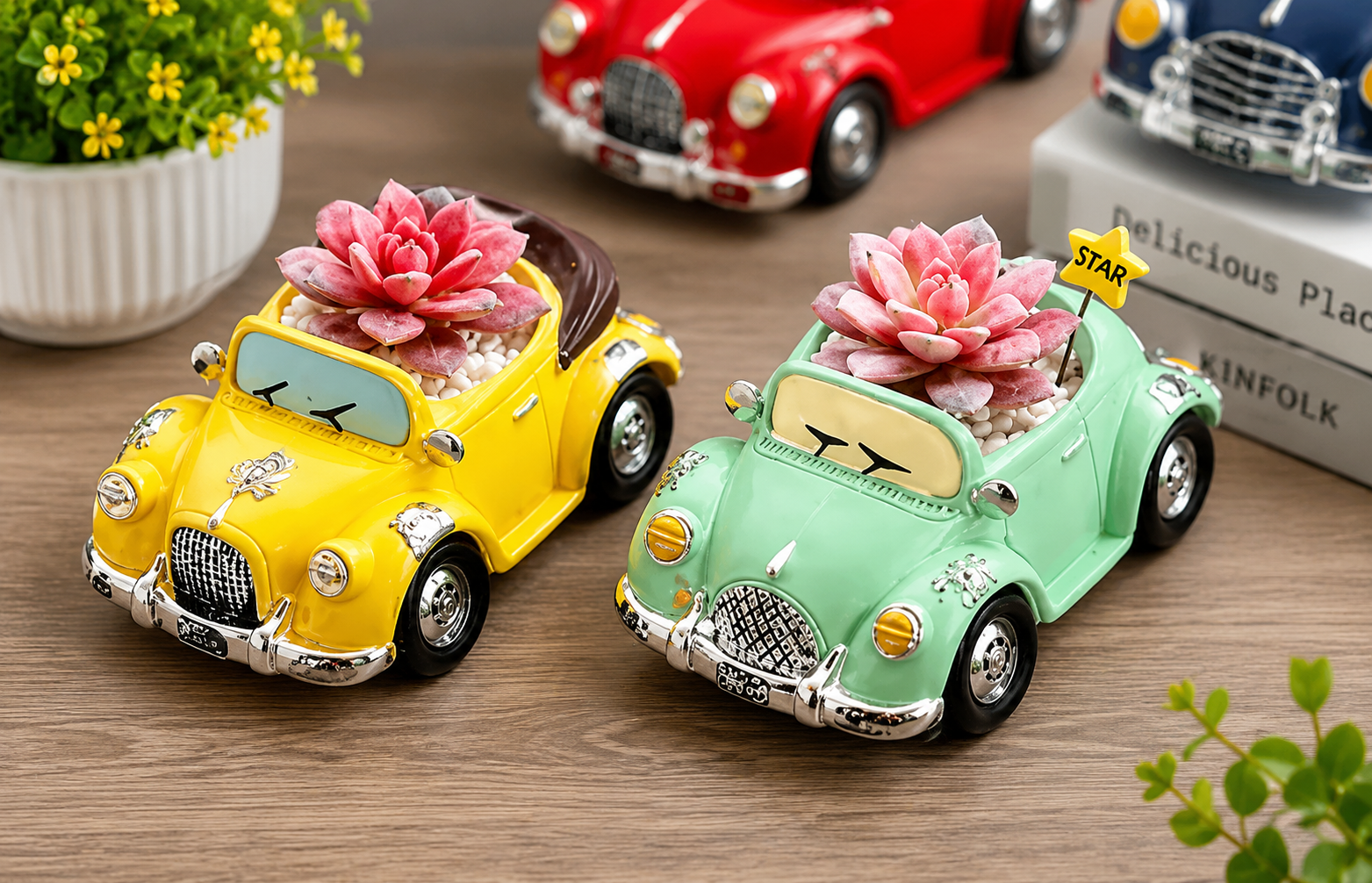 Vintage Car Succulent Planter – Decorative Mini Pot