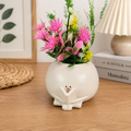Cute Reading Face Mini Planter – Decorative Succulent Pot