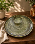 Rustic Luxe Ceramic Platter with Dip Bowl