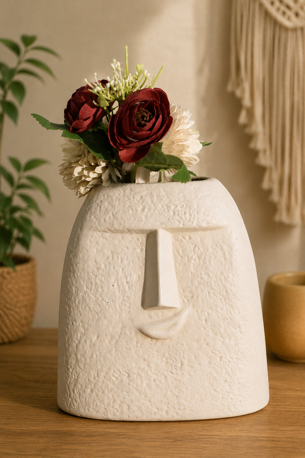 Abstract Face Ceramic Vase – H5.5" D6"