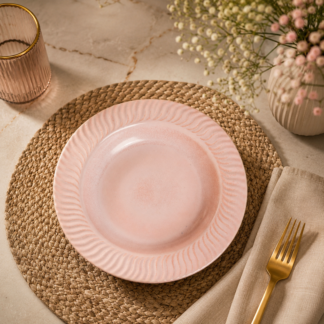 Blush Wave Ceramic Plate