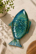 Handcrafted Blue Glazed Fish Plate