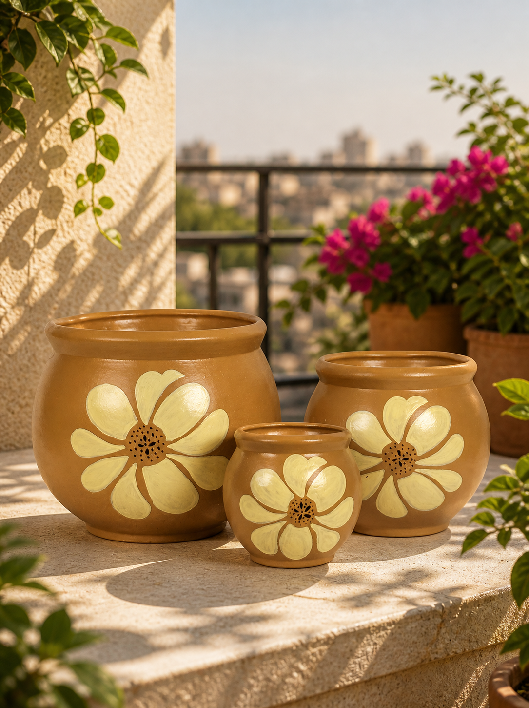 Handcrafted Floral Planter Set (Set of 3)