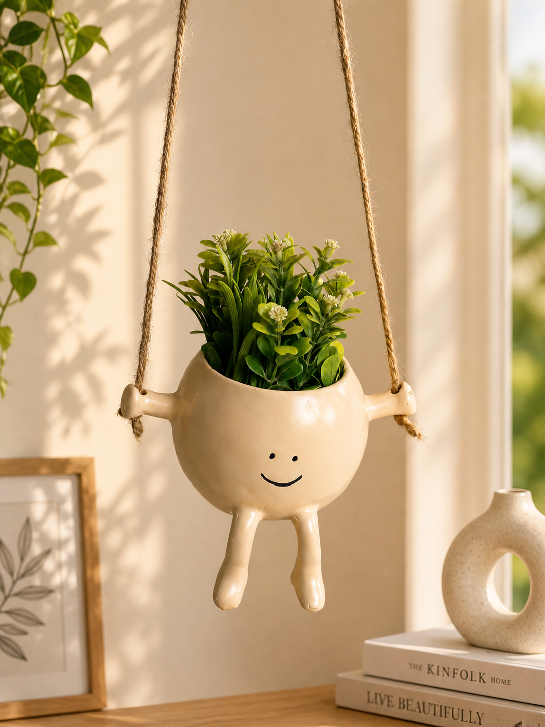 Cute Hanging Resin Planter – Smiley Face Pot