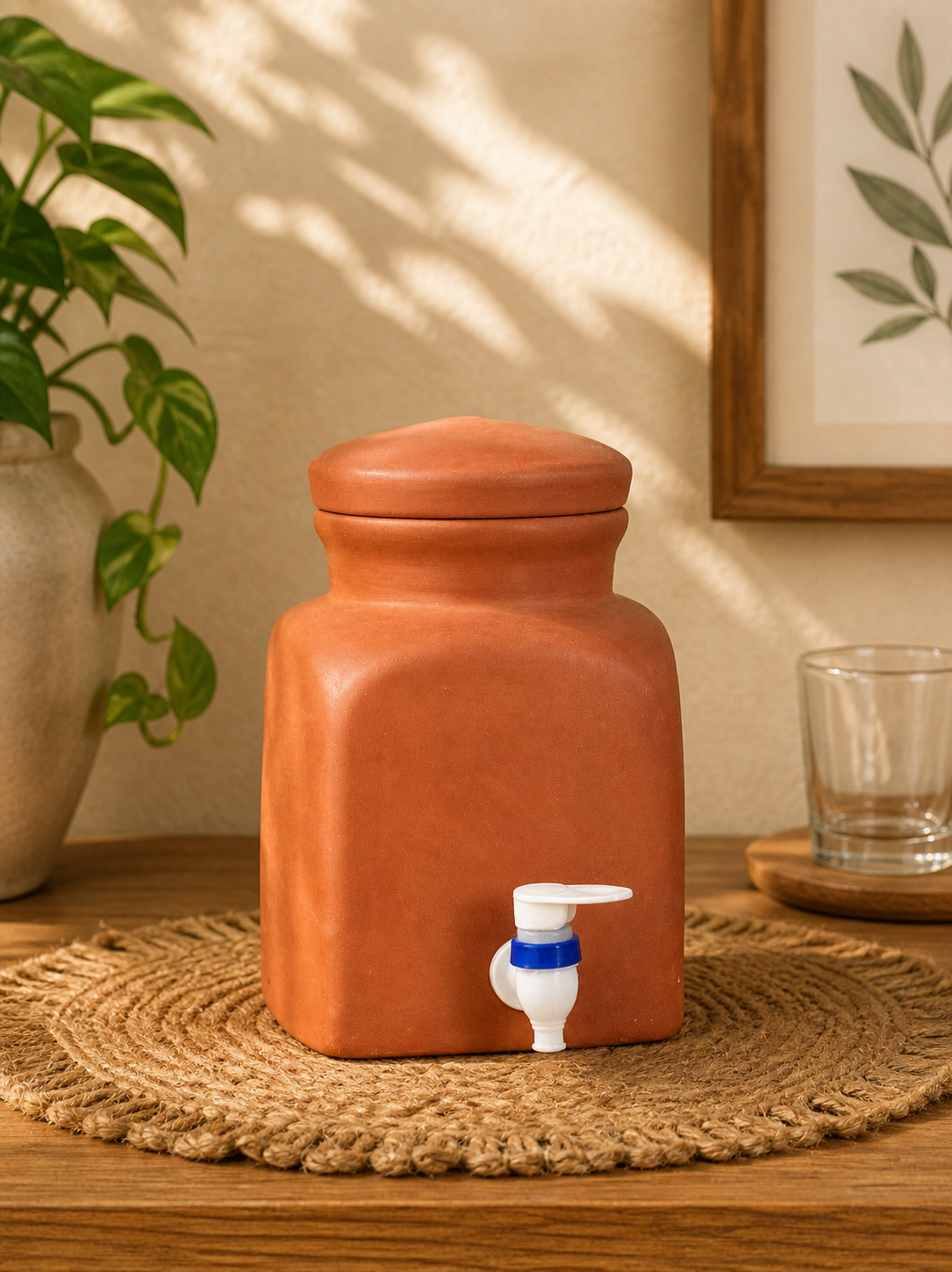 Terracotta Water Dispenser with Tap – 3 Litres (H9" x D8")