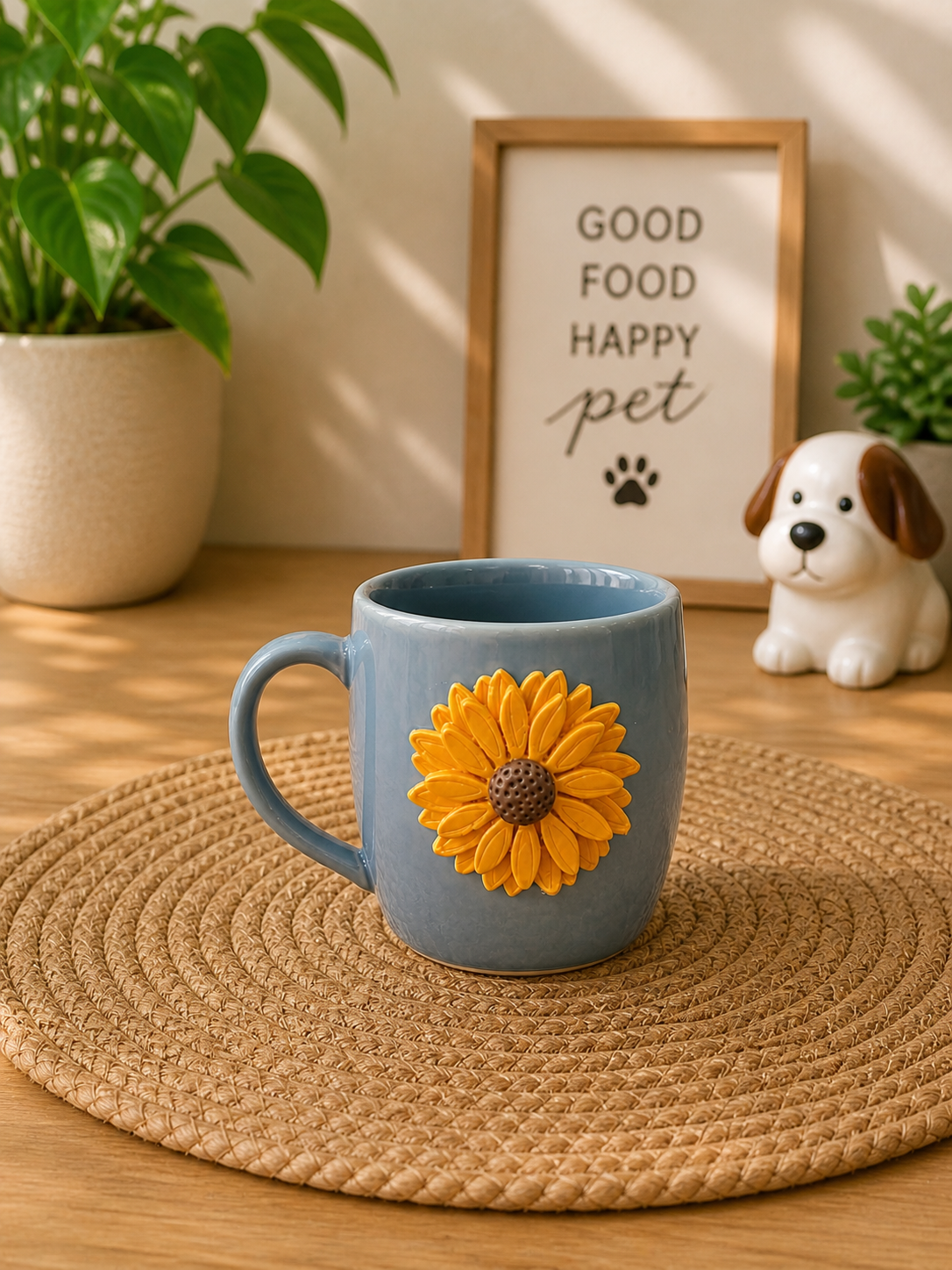 Sunflower Ceramic Mug – Handcrafted Designer Coffee Cup