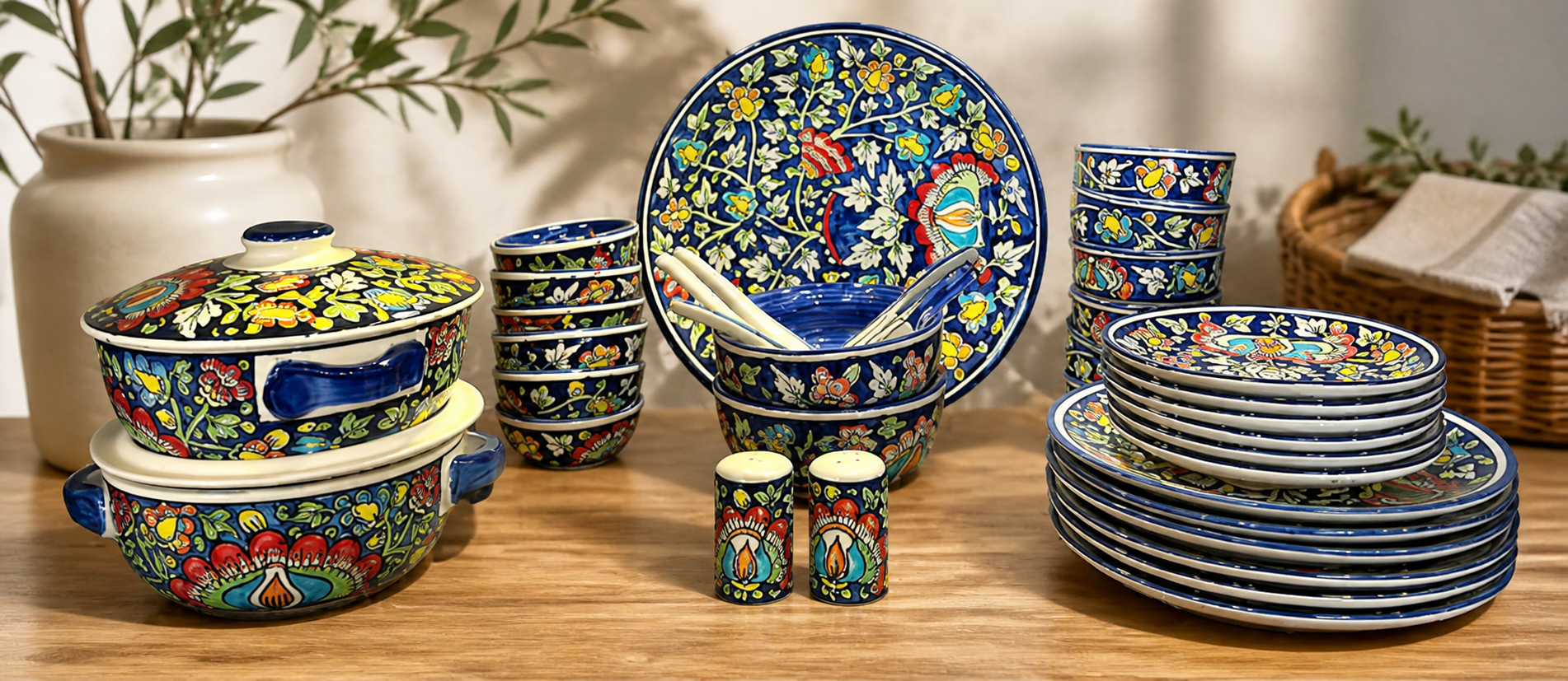 Handcrafted Floral Ceramic Dinnerware Set