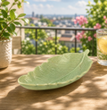 Leaf Embossed Ceramic Utility Dish – 10 Inch (Green Finish)