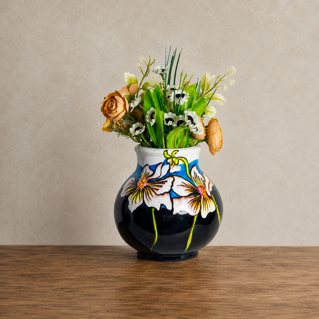 Elegant Hand-Painted Floral Ceramic Vase