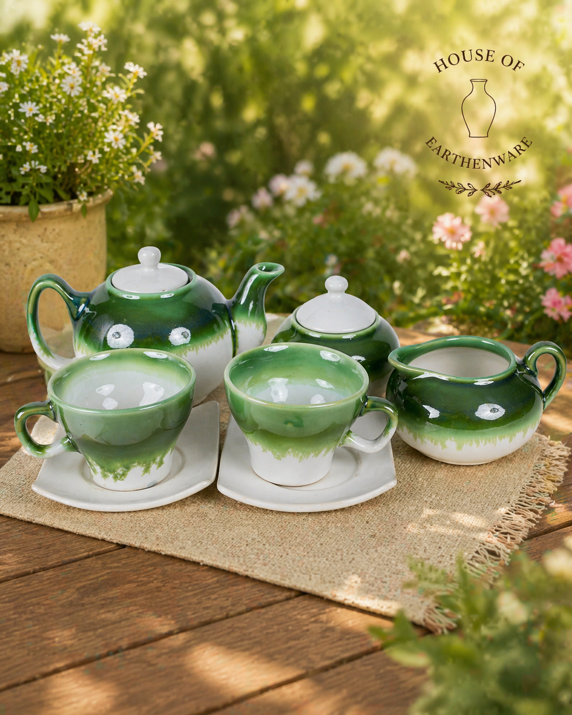 Handcrafted Ceramic Tea Set – Complete 7-Piece Set