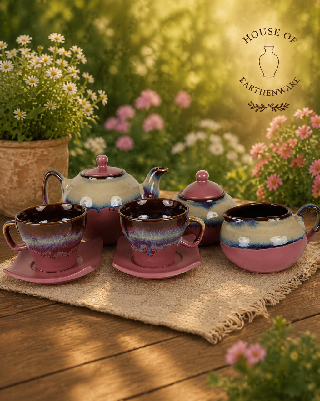 Handcrafted Ceramic Tea Set – Complete 7-Piece Set