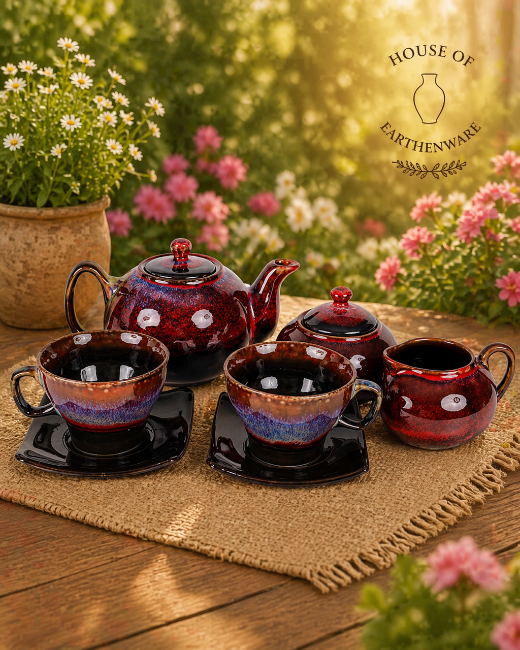 Handcrafted Ceramic Tea Set – Complete 7-Piece Set
