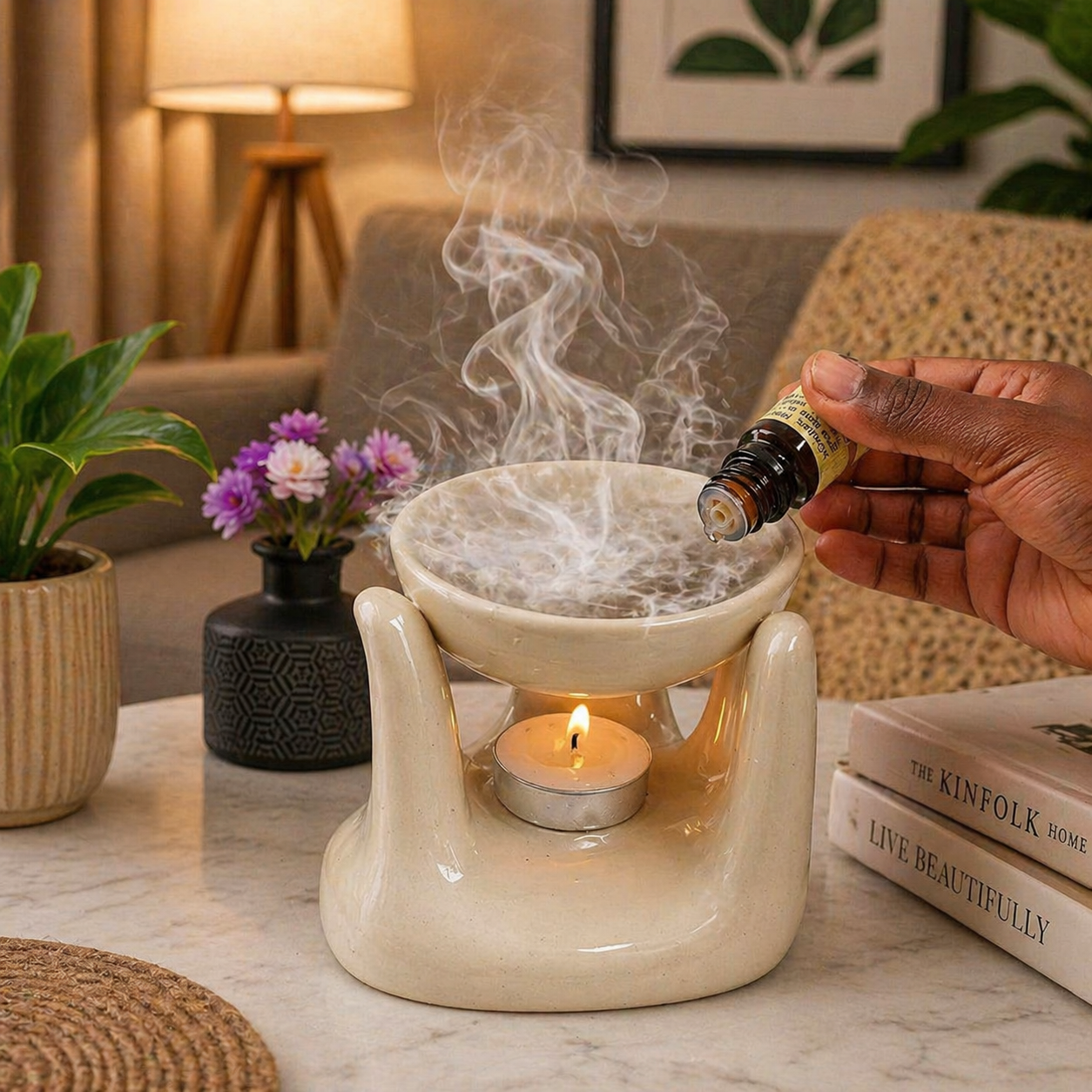 Ceramic Aroma Oil Diffuser & Tealight Burner