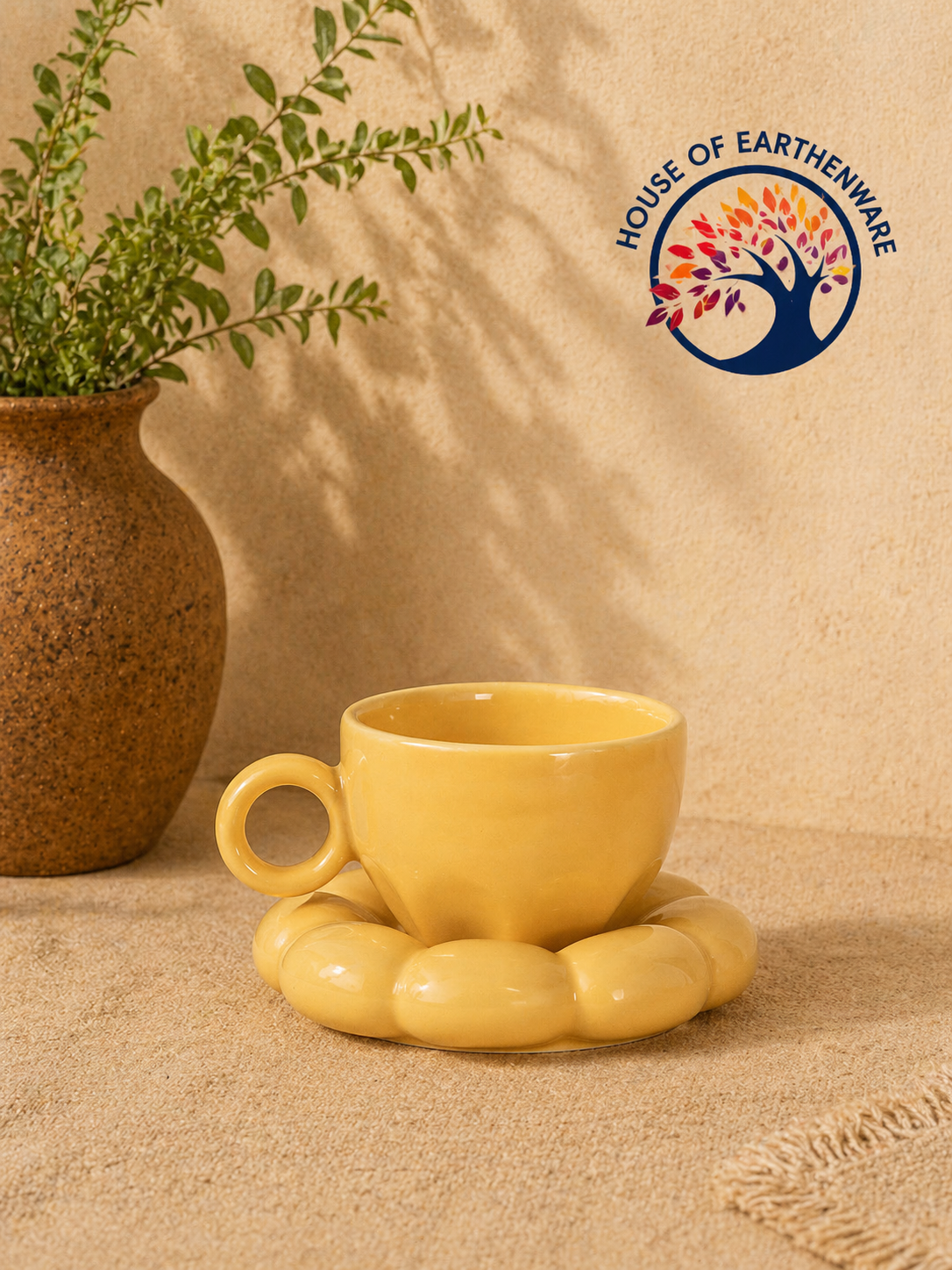 Sunbeam Bloom Handcrafted Ceramic Cup & Saucer Set