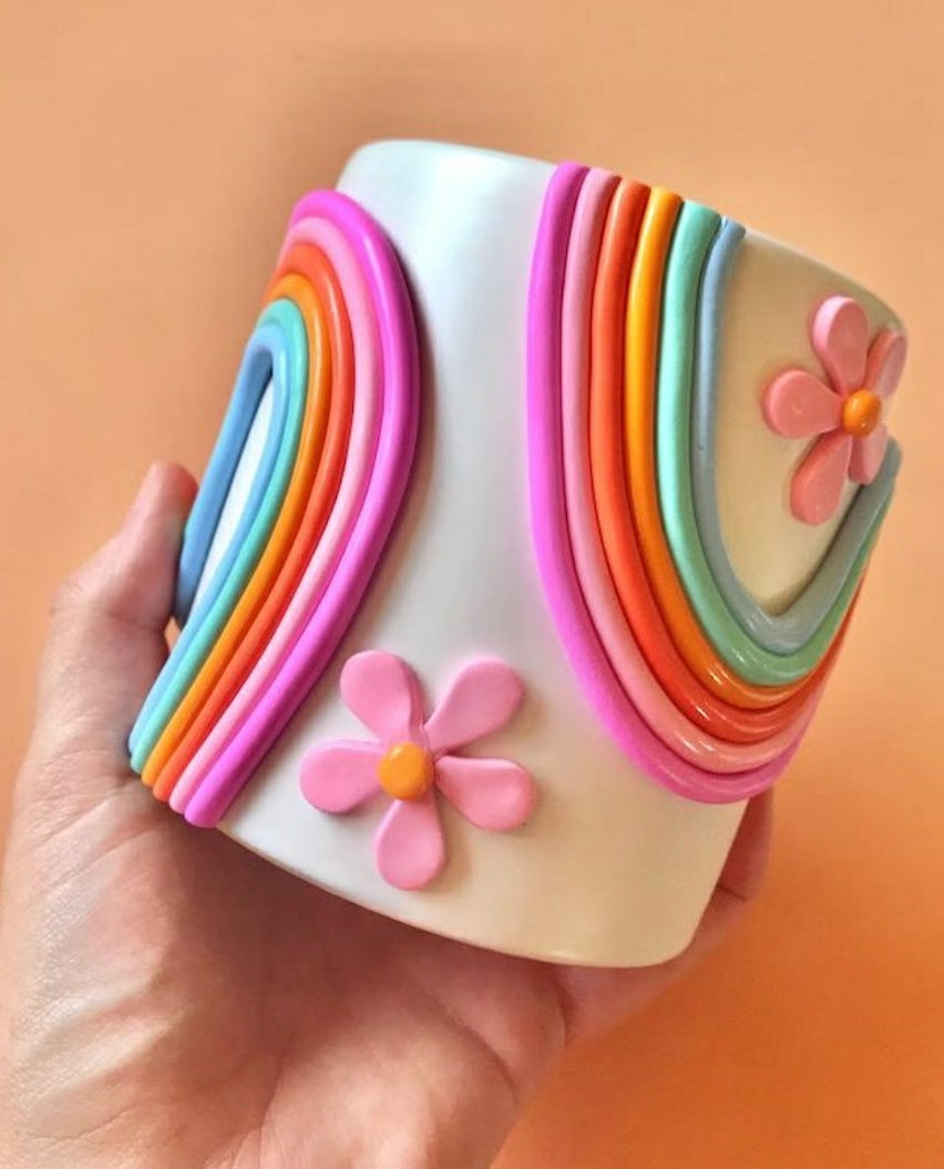 Rainbow Ceramic Planter