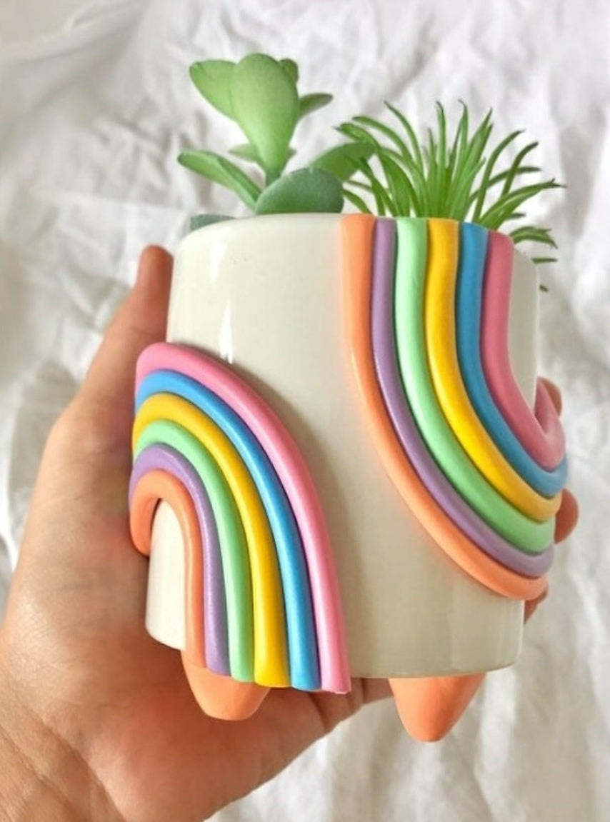Rainbow Ceramic Planter