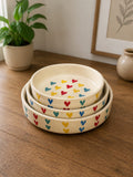 Heart Print Ceramic Bowl Set (Set of 3)