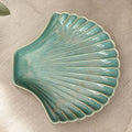 Sea Shell Ceramic Serving Platter – Aqua Green Decorative Snack & Dessert Plate