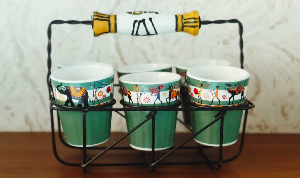 Cutting Chai Set with Metal Stand
