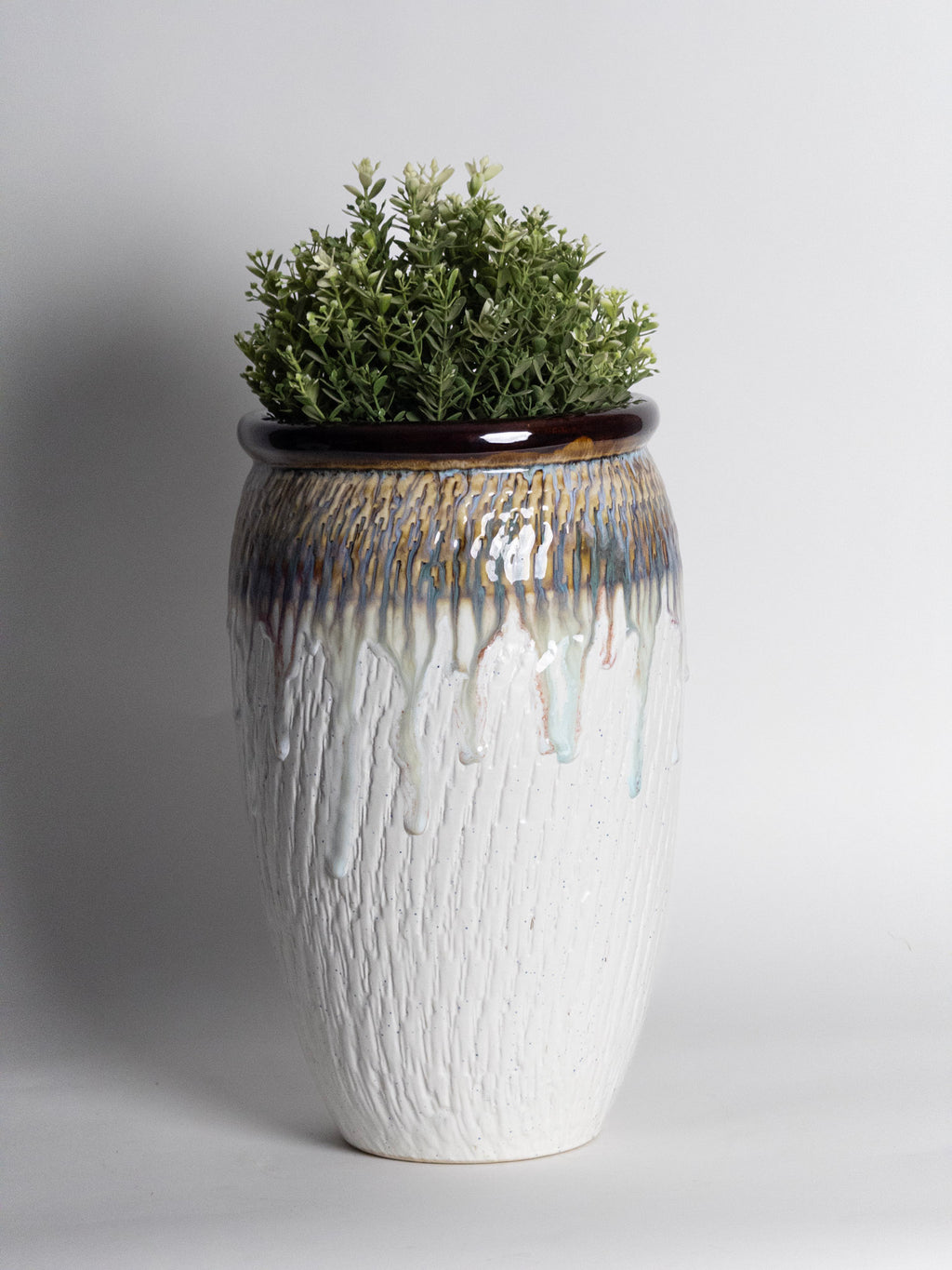 Textured Drip Glaze Ceramic Planter