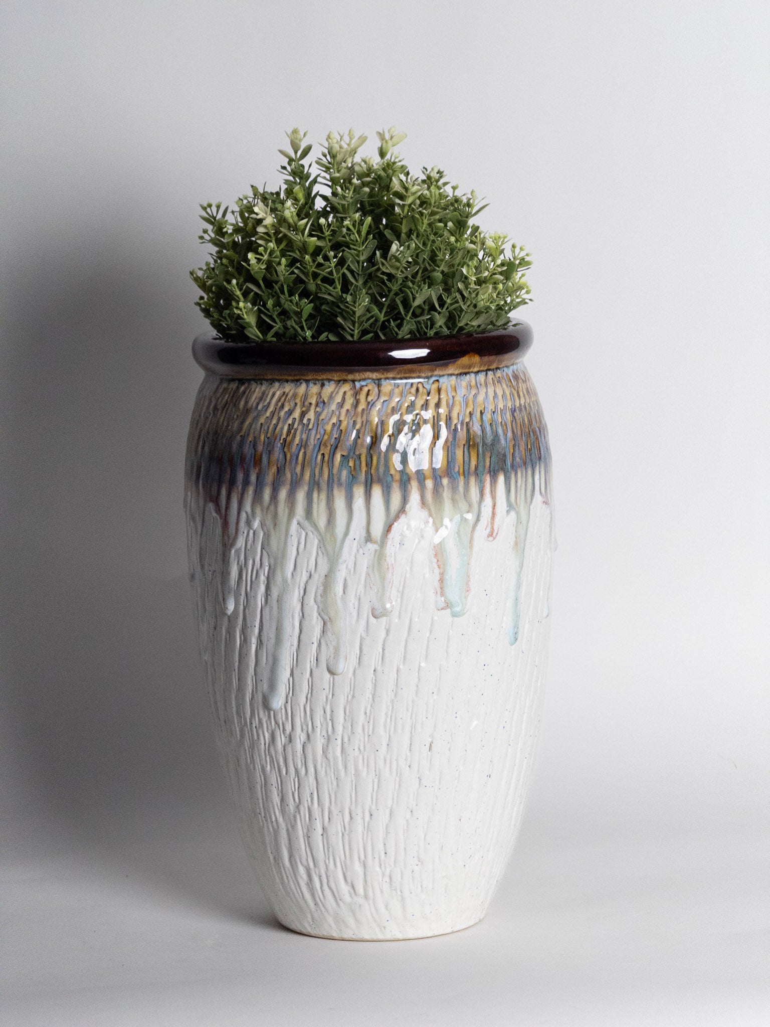 Textured Drip Glaze Ceramic Planter