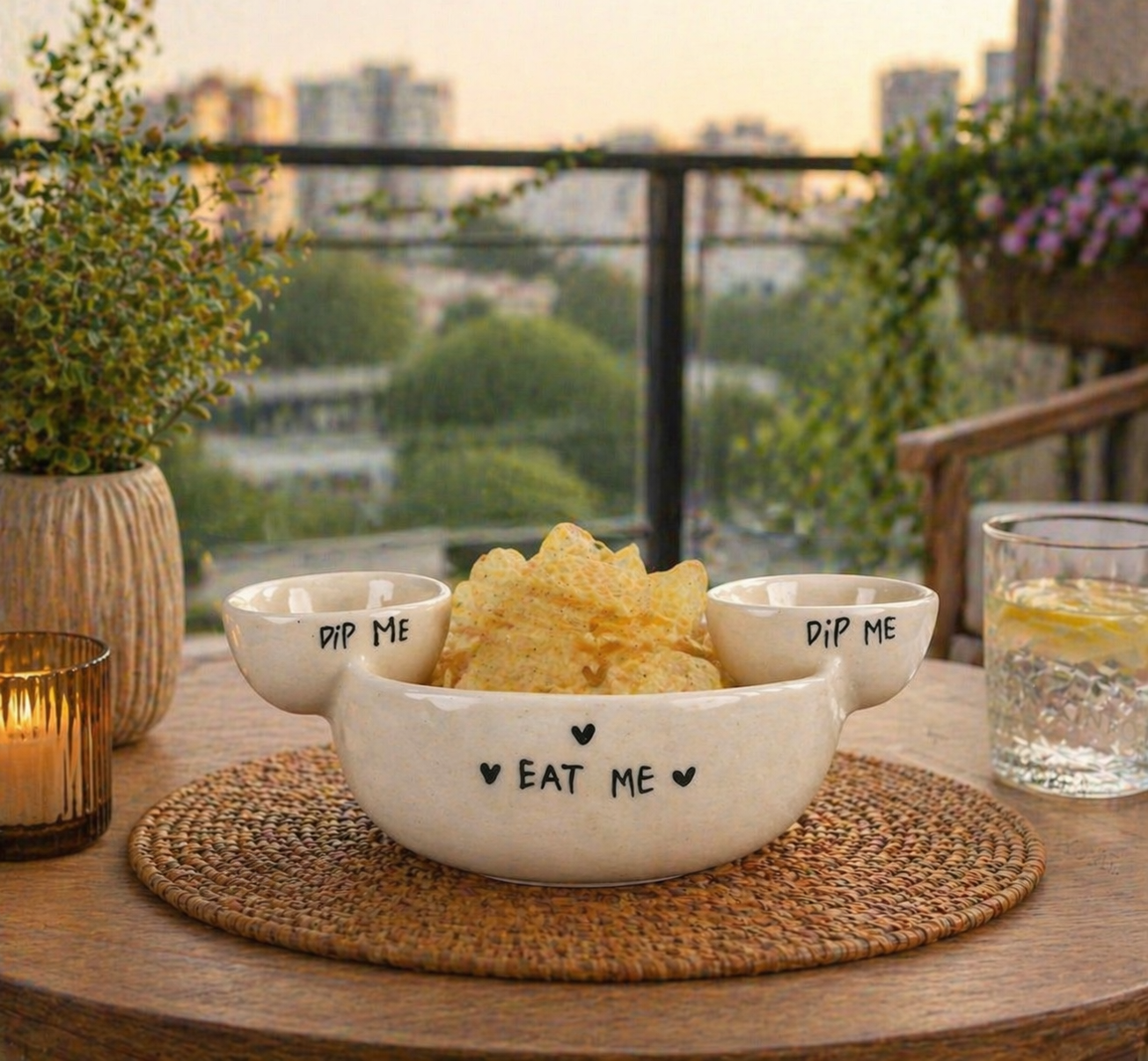 Ceramic Snack & Dip Bowl Set